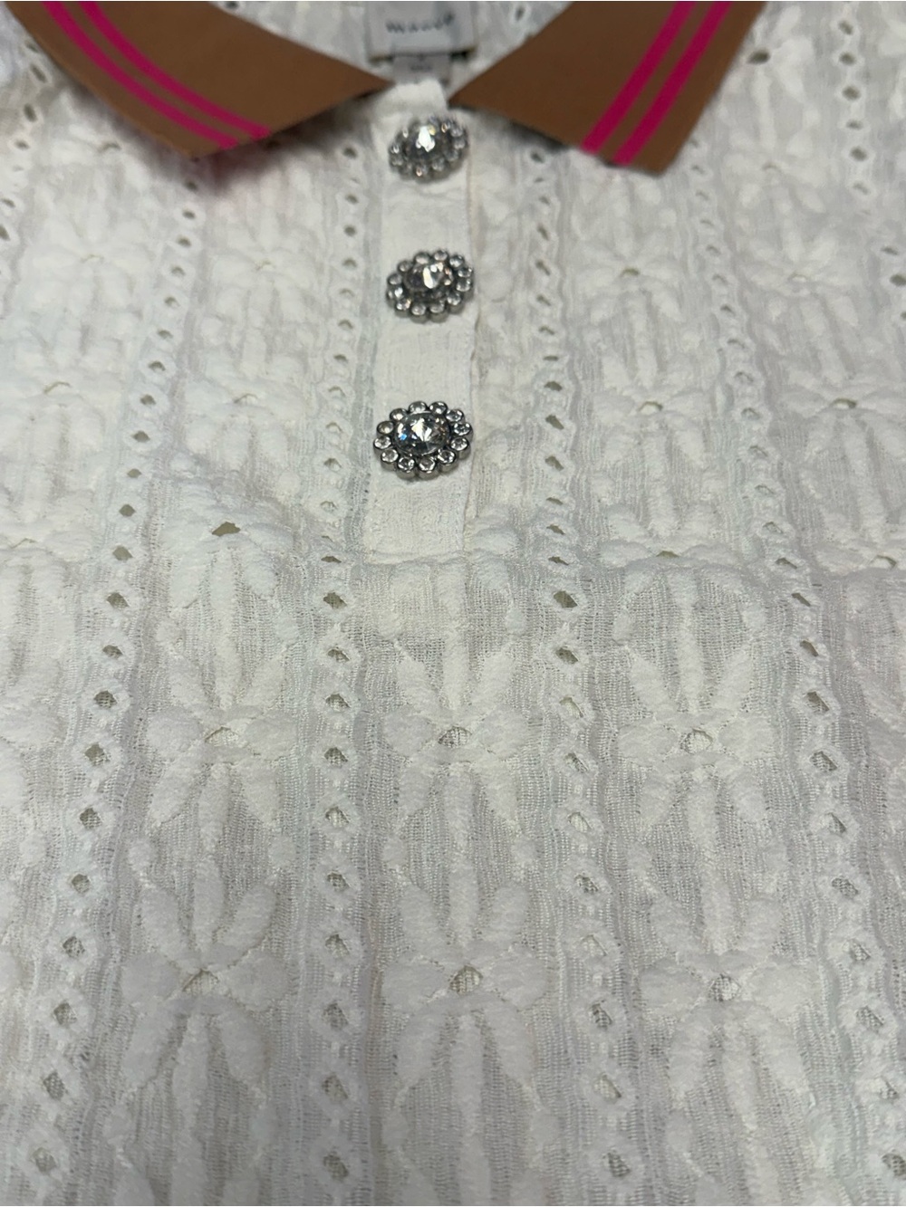 Maeve Puff-Sleeve Lace Polo Top Anthropologie Small - Picture 12 of 14